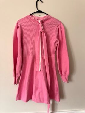 Abercrombie & Fitch Pink Ribbed Knit Dress with Neck Tie